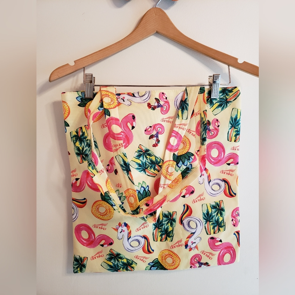 Dansko poolside or beach print tote bag